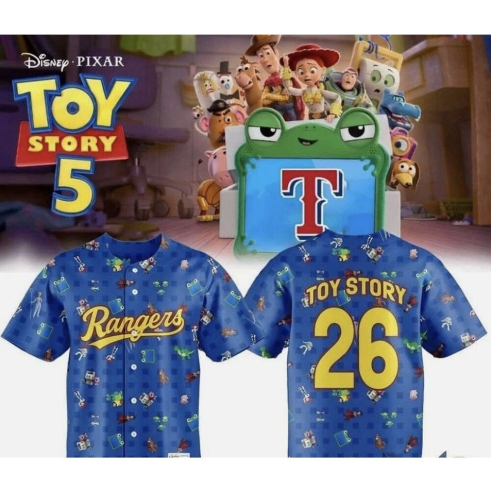 Toy Story 5 Texas Rangers MLB Baseball Jersey Adult XL Disney Pixar Blue Shirt